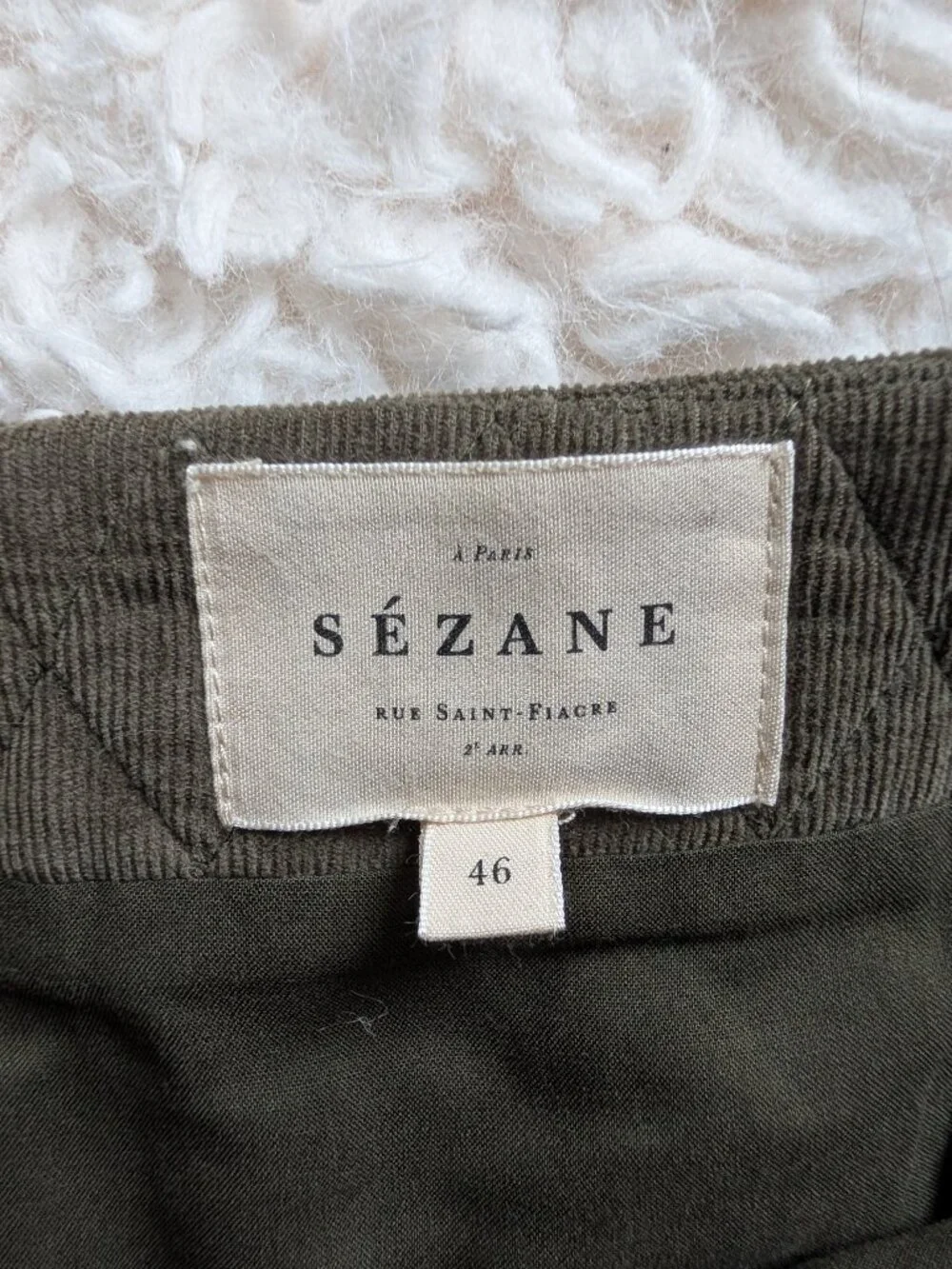Sézane Malia Olive Green Quilted Mini Skirt Size 46 US 14